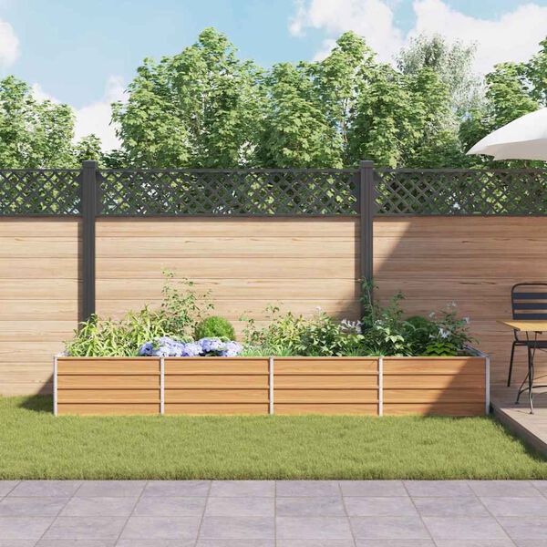 vidaXL augstā puķu kaste, 320x80x45 cm, cinkots tērauds, sudrabains