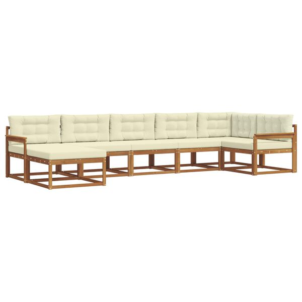 vidaXL Āra dīvānu komplekts ar spilvenu 7 pcs Dabisks un krējuma