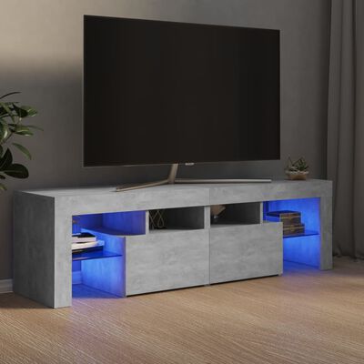 vidaXL TV galdiņš ar LED lampiņām, 140x36,5x40 cm, betona pelēks