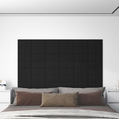 vidaXL sienas paneļi, 12 gab., melni, 30x15 cm, audums, 0,54 m²