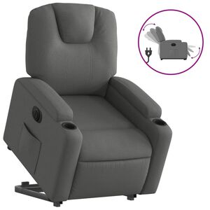 vidaXL elektrisks atpūtas krēsls, paceļams, atgāžams, pelēks audums