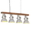 vidaXL griestu lampa, industriāls dizains, sudrabaina, mango koks, E27