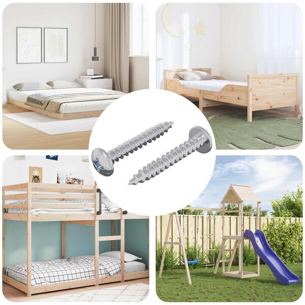 vidaXL Koka skrūve 2 pcs Sudraba M4 x 28 mm Dzelzs