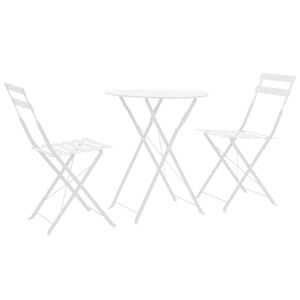 vidaXL 3-daļīgs bistro mēbeļu komplekts, tērauds, balts