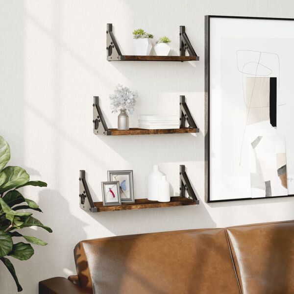 vidaXL 3-daļīgs sienas plauktu komplekts, ozolkoka krāsa, koks