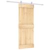 vidaXL Slīdo&scaron;ās durvis Dabisks un balts 80 x 210 cm Cieta priedes koks