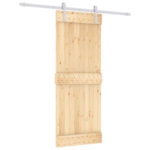 vidaXL Slīdo&scaron;ās durvis Dabisks un balts 80 x 210 cm Cieta priedes koks