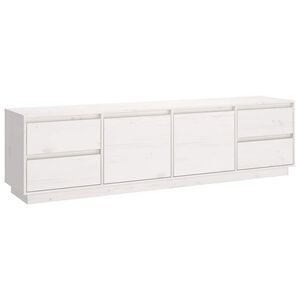 vidaXL TV plaukts, balts, 176x37x47,5 cm, priedes masīvkoks