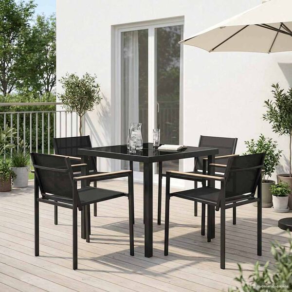 vidaXL Āra mēbeļu komplekts 5 pcs Melns un Anthracite 80 x 80 x 73 cm