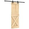 vidaXL Slīdo&scaron;ās durvis 70 x 210 cm Cieta priedes koks (neapstrādāts)
