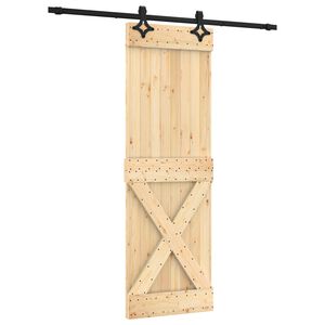 vidaXL Slīdo&scaron;ās durvis 70 x 210 cm Cieta priedes koks (neapstrādāts)