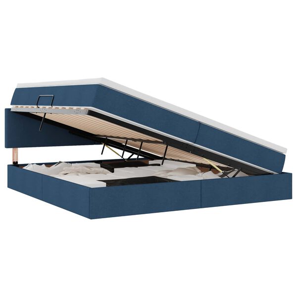 vidaXL Gulta ar uzglabā&scaron;anas vietu un matraci Zila 200 x 200 cm