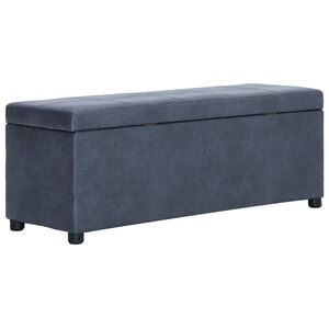 vidaXL sols ar kasti, 116 cm, pelēka mākslīgā zam&scaron;āda