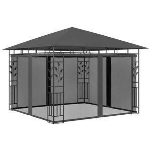 vidaXL dārza nojume ar moskītu tīklu, 3x3x2,73 m, 180 g/m&sup2;, pelēka