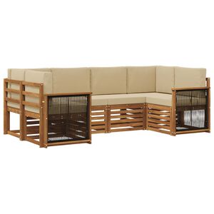 vidaXL Stūru dīvānu komplekts ar spilvenu 5 pcs Dabiska