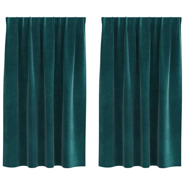 vidaXL Aptum&scaron;ojo&scaron;ie aizkari 2 pcs Tum&scaron;i zaļ&scaron; 140 x 140 cm Samts