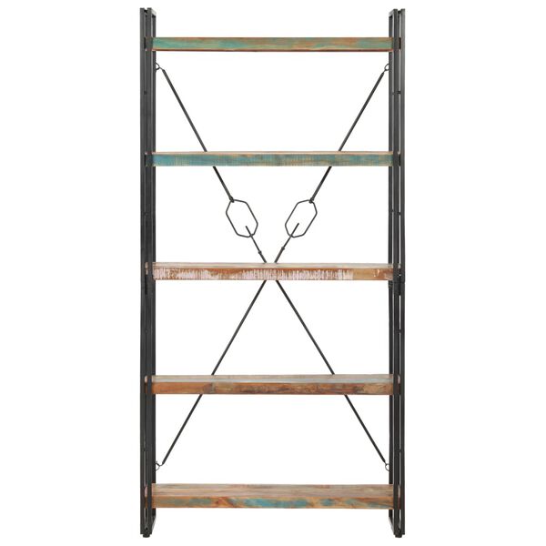 vidaXL grāmatu skapis, 5 plaukti, 90x30x180 cm, pārstrādāts masīvkoks