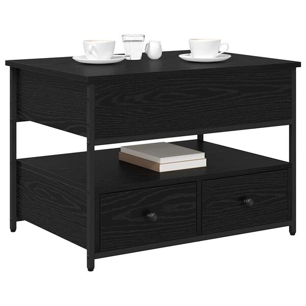 vidaXL Kafijas galdiņ&scaron; ar atvilktni Melns ozolkoks 70 x 50 x 54.5 cm