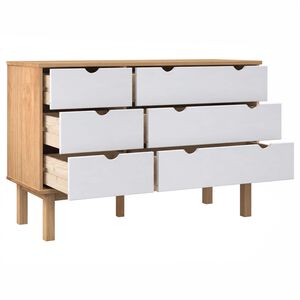 vidaXL atvilktņu skapītis OTTA, brūns, balts, 111x43x73,5 cm, priede