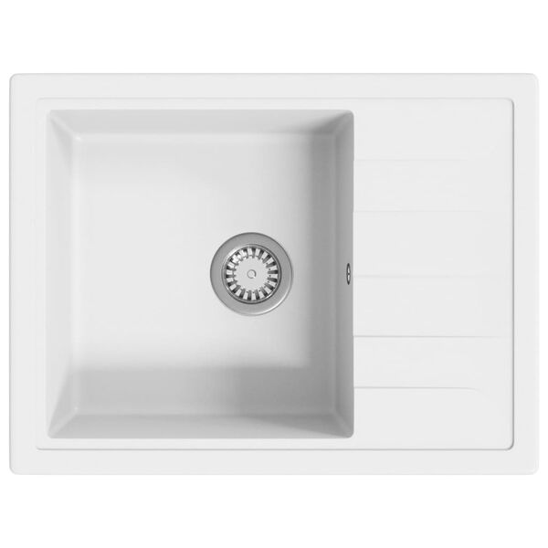 vidaXL virtuves izlietne ar noteci, balts granīts