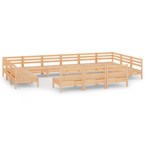 vidaXL 13-daļīgs dārza mēbeļu komplekts, priedes masīvkoks