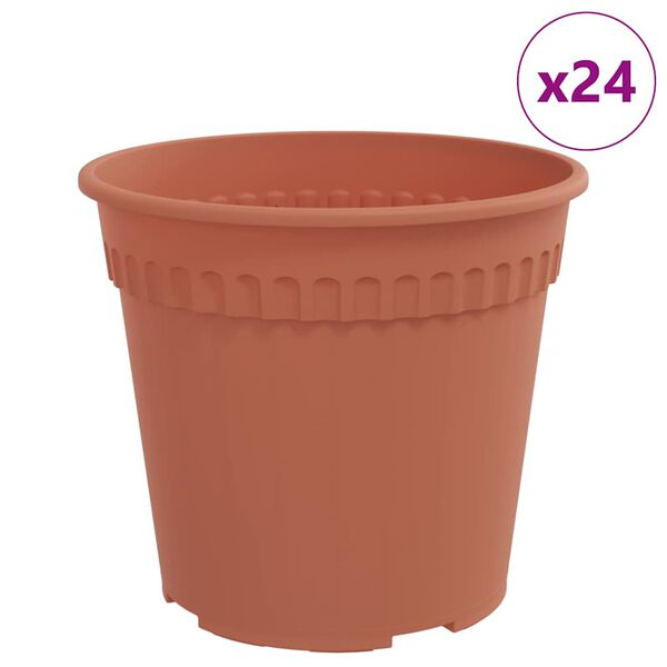 vidaXL Apaļais puķu pods 24 pcs Ķieģeļu sarkans &Oslash; 19 x 16 cm Plastmasa