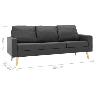 vidaXL 3-daļīgs dīvānu komplekts, tumši pelēks audums
