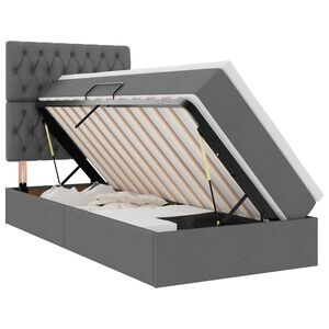 vidaXL LED uzglabā&scaron;anas gulta ar matraci Tum&scaron;i pelēka 90 x 190 cm