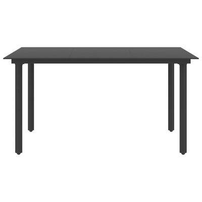 vidaXL dārza galds, melns, 150x80x74 cm, tērauds un stikls