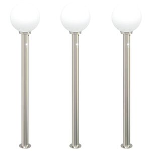 vidaXL stabveida gaismekļi ar sensoru, 3 gab., 120 cm, nerūsējo&scaron;ais tērauds, IP44
