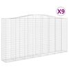 vidaXL arkveida gabiona grozi, 9 gb., 400x50x200/220cm, cinkota dzelzs