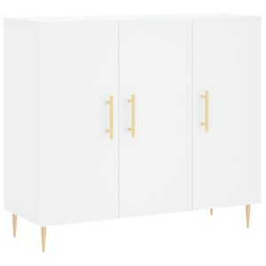 vidaXL kumode, balta, 90x34x80 cm, inženierijas koks
