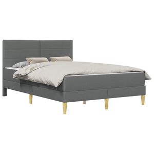 vidaXL Gultas rāmis Tum&scaron;i pelēks 120 x 190 cm Poliesters