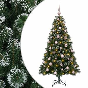 vidaXL Mākslīgā Ziemassvētku egle ar bumbiņu 120 cm 150 LED
