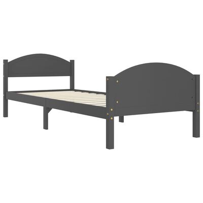 vidaXL gultas rāmis, tumši pelēks, priedes masīvkoks, 100x200 cm