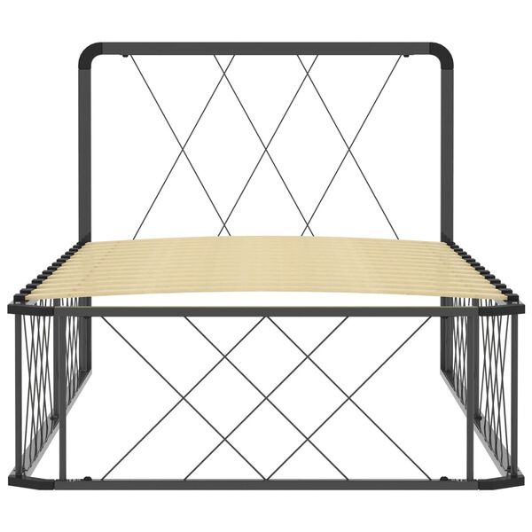 vidaXL gultas rāmis, pelēks metāls, 90x200 cm