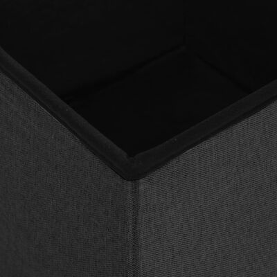 vidaXL soliņš ar kasti, salokāms, melns, mākslīgais lins