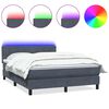 vidaXL atsperu gulta ar matraci, LED, tum&scaron;i pelēka samts, 160x210 cm