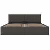 vidaXL hidrauliskais gultas rāmis, tum&scaron;i pelēks audums, 160x200 cm