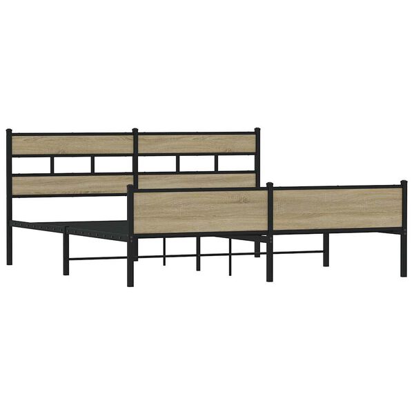 vidaXL gultas rāmis bez matrača, metāls, 180x200cm, ozolkoka imitācija