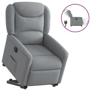 vidaXL elektrisks atpūtas krēsls paceļams/atgāžams gai&scaron;i pelēks audums
