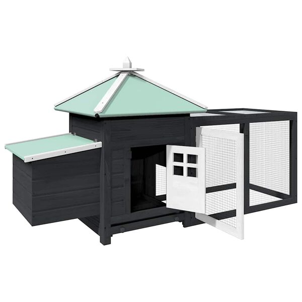 vidaXL vistu būris ar perētavu, pelēks, 190x72x102 cm, egles masīvkoks