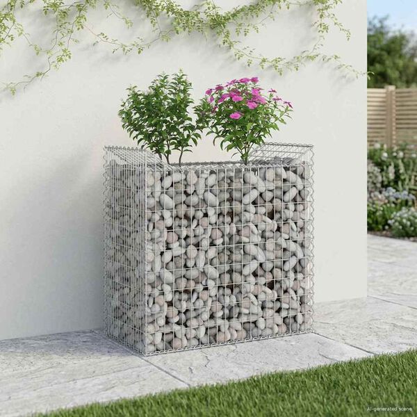 vidaXL Gabions pacelta gulta Sudraba 50 x 100 x 100 cm Cinkots tērauds