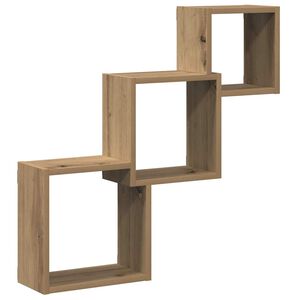 vidaXL kuba formas sienas plaukti, koka krāsa, 68x15x68 cm