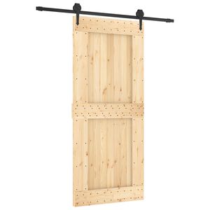vidaXL Slīdo&scaron;ās durvis Dabiska un melna 90 x 210 cm Cieta priedes koks