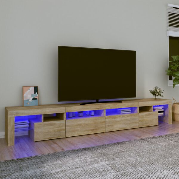 vidaXL TV skapītis ar LED apgaismojumu, ozolkoka krāsa, 260x36,5x40 cm