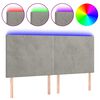 vidaXL gultas galvgalis ar LED, 160x5x118/128 cm, gai&scaron;i pelēks samts
