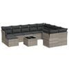 vidaXL 11-daļīgs dārza dīvāna komplekts ar matračiem, pelēka PE pinums