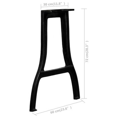 vidaXL virtuves galda kājas, 2 gab., A forma, čuguns