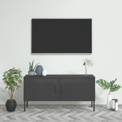 vidaXL TV skapītis, 105x35x50 cm, tērauds, antracītpelēks